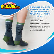 Bioworld My Hero Academia Anime Socks Featuring Deku | Adult Anime Crew Socks