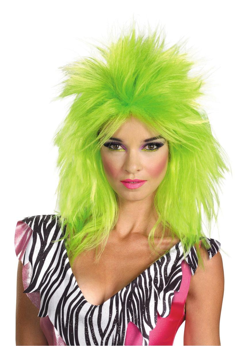 Jem & The Holograms Pizzazz Costume Wig Adult: Neon Green