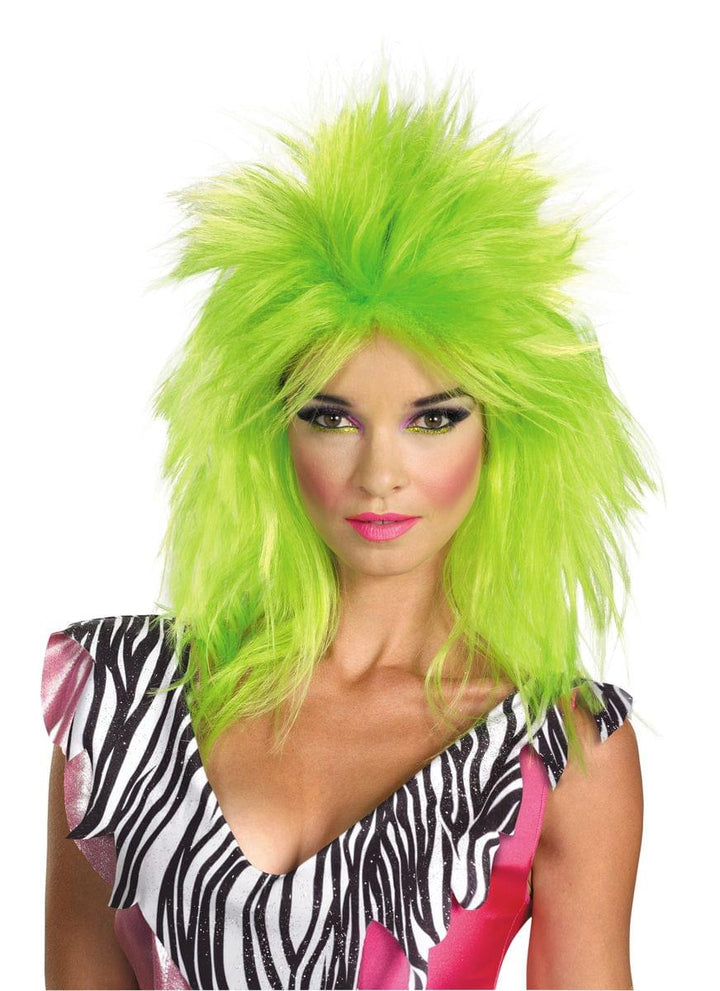 Jem & The Holograms Pizzazz Costume Wig Adult: Neon Green