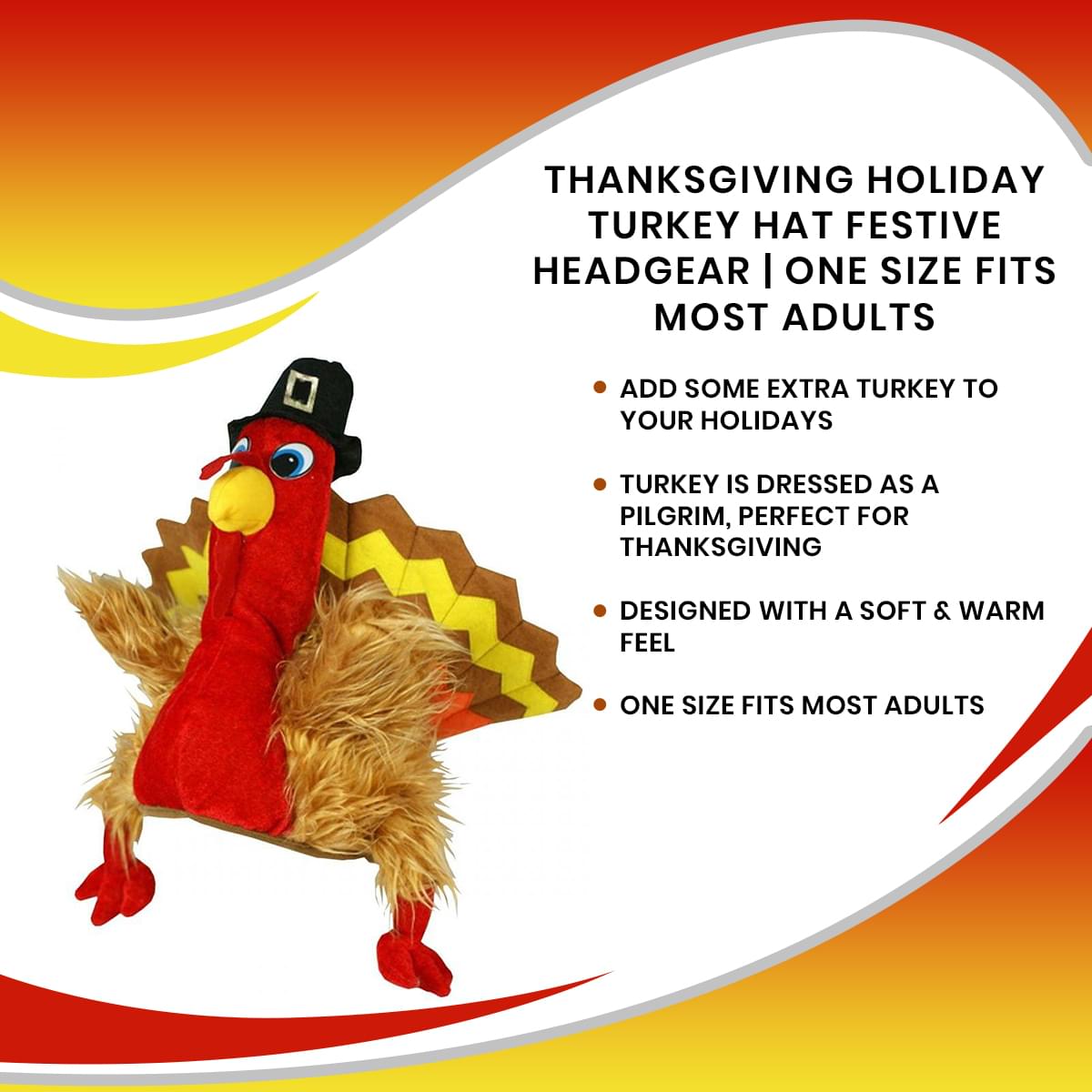Thanksgiving Holiday Turkey Hat Festive Headgear | One Size Fits Most Adults
