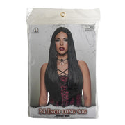 24" Straight Black Adult Costume Wig